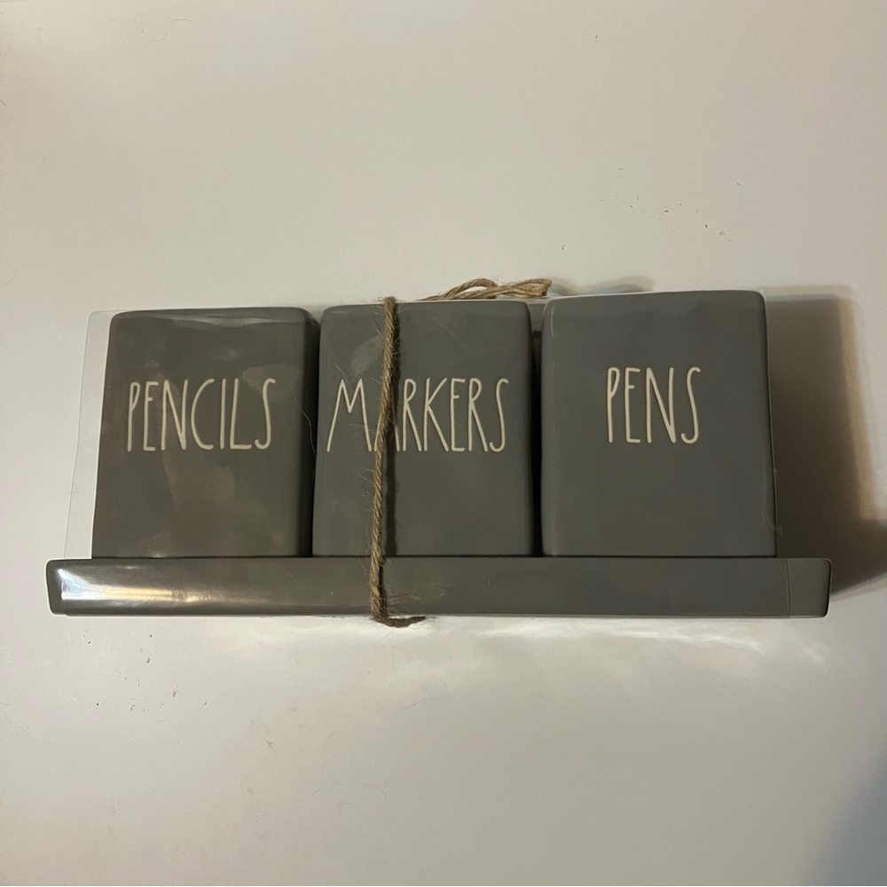 Rae Dunn Gray Desk Organizer Set